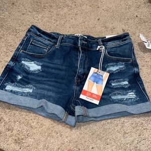 Blue jean distressed shorts. Stretchy